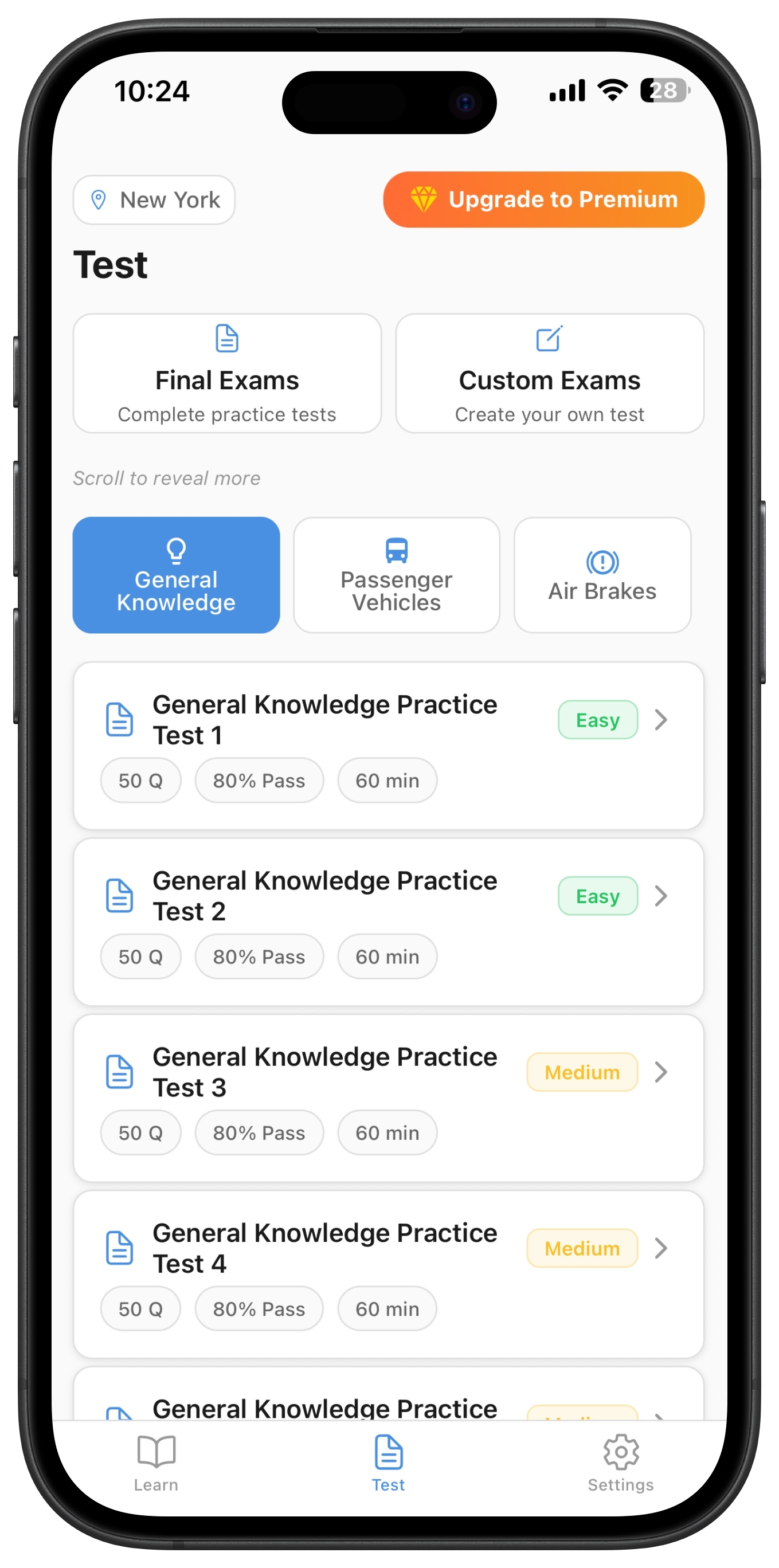 CDLPrep 2026 Test Screen
